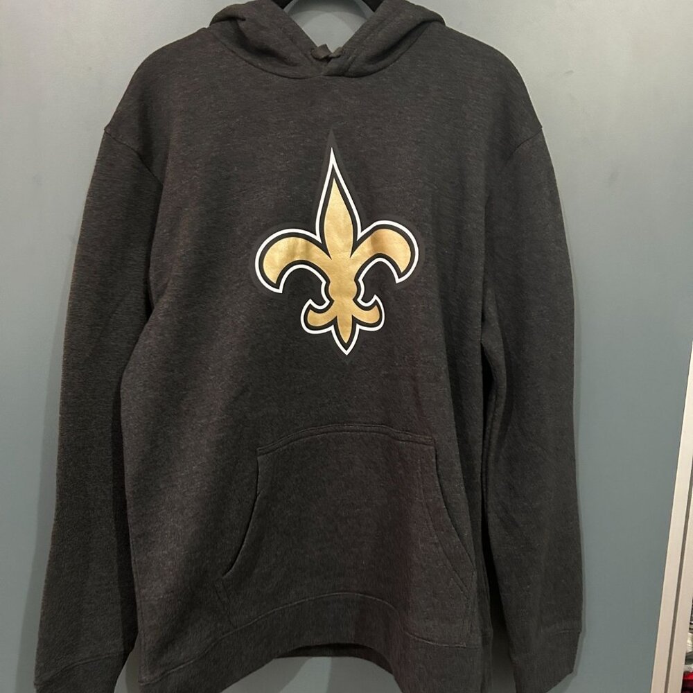 NWOT Fanatics New Orleans Saints Fleur de Lis Gray Pullover Hoodie, Men's L